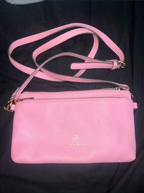 Nanette Lepore Pink Pebbled Leather Crossbody Bag with Gold Hardware